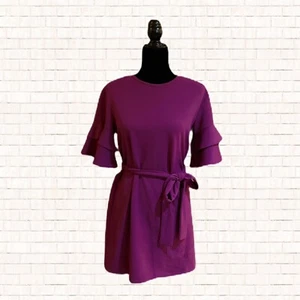 Boutique Party Dress • La Banga Purple Tiered Bell Slv Tie Waist Small EUC OBO - Picture 1 of 8