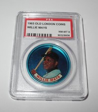 1965 Old London Space Magic Coin Pin Willie Mays SF Giants Topps PSA 8 NM-MT