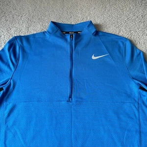 NEW Nike Aeroreact Sweater Mens Extra Large Blue Golf Pullover 1/2 Zip Nylon - Picture 1 of 11