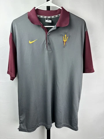Nike Dri Fit Golf Polo Arizona State Sun Devils Shorts Sleeve Shirt Large *R Cover