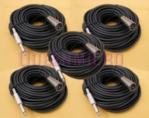 5x 50FT XLR 3Pin Male to 1/4" Mono Plug Mic Microphone Audio Cord Cable 50' Ft - Picture 1 of 1