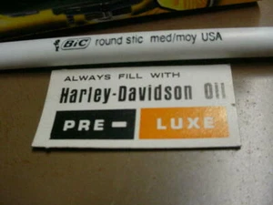 NOS Pre Luxe Oil Decal Dealer Harley Can Knucklehead Panhead UL Flathead Vintage - Picture 1 of 1