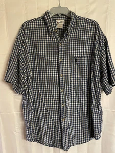 Walt Disney World Mens Size L Blue Mickey Mouse Checkered Plaid Short Sleeve - Picture 1 of 9
