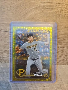 2024 Topps Series 2 JACKSON WOLF Pirates Rookie #523 Yellow Crackle Foil 07/50 - Picture 1 of 2