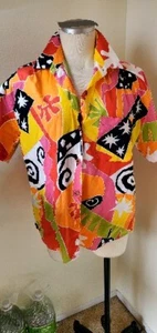 Vintage Oversized Shirt 80s Pop Art Abstract Bold NEON- STRANGER THINGS - Picture 1 of 7