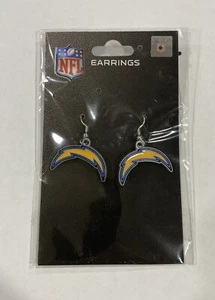 Los Angeles Chargers Football Team Logo NFL Silver Dangle Earrings Pair - Picture 1 of 3