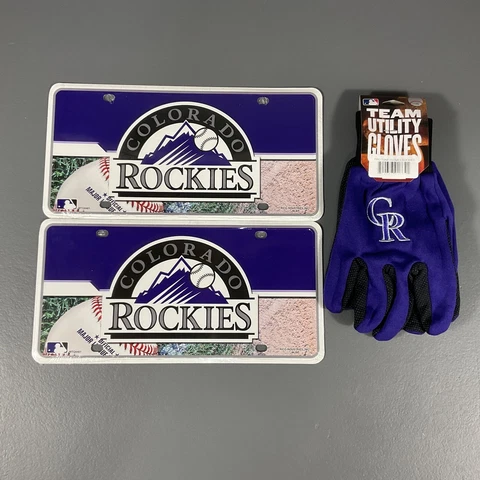 Colorado Rockies MLB Ultimate Fan Gift Lot Utility Gloves, License Plate Cover