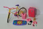Lot d'accessoires de voyage Barbie vélo valise gilet de sauvetage boogie planche
