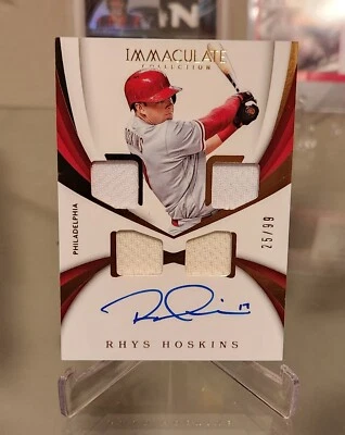 2018 Panini Immaculate Quad Materials /99 Rhys Hoskins #RQM-RH Rookie Auto RC - Image 1 of 4