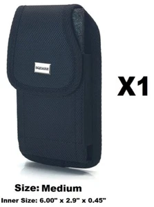 Mittelgroße vertikale robuste Nylontasche mit Metallclip & Gürtelschlaufe Holster (schwarz) - Bild 1 von 1