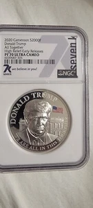 2020 CAMEROON PROOF SILVER DONALD TRUMP NGC PF70 HR ER - Picture 1 of 2