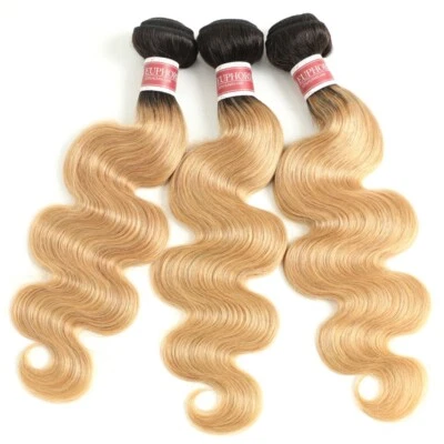 1B/27 Brazilian 100% Virgin Human Hair Ombre Color Silky Straight 3 Bundles - Imagem 1 de 3