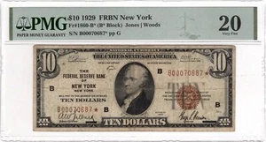 $10 1929 Federal Reserve Bank Star Note New York Fr#1860-B* PMG VF20 - Picture 1 of 2