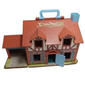 Clean Vintage 1969 Fisher Price Little People Tudor Family House W Doorbell - Picture 1 of 19