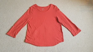 Womens Top-CHICO'S-salmon/orange  cotton stretch"The Ultimate Tee" ls-3 (14/16) - Picture 1 of 4