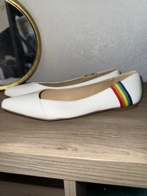 Chelsea Crew - Blanco Con Arco Iris - Talla 40 Pammy Arco Iris Ballet Pisos Cuero Foto 1 de 4