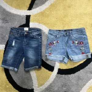 Little Girls Size 10 Denim Stretch Shorts Lot Of 2, Hudson And Vigoss Youth - Picture 1 of 18