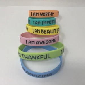 wristband silicon inspirational set of 6 " I'Am Awasome" , "I'Am Thankfull"... - Picture 1 of 5