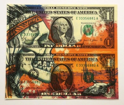 Billete de dólar coleccionable arte dinero "Alma del desierto" calavera nativa del salvaje oeste Foto 1 de 4