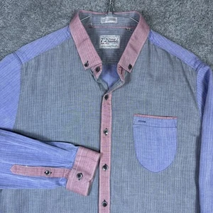 7 Diamonds Shirt Men M Vintage Colorblock Colorful Long Sleeve Preppy Casual - Picture 1 of 11