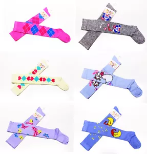 2 Pairs Long Over Knee Cotton Socks Thigh High Soft Stockings Children Girls 4-6 - Picture 1 of 7