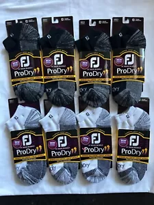 FJ FootJoy ProDry Mens Golf Socks White Black Bundle 8 Pairs Size 7-12 16945 - Picture 1 of 4