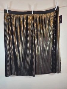 Ava & Viv Pleated Metallic Hold Foil Skirt Elastic Waistband New 3X - Picture 1 of 16