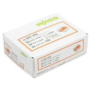 WAGO Klemmen, 221-413, COMPACT Verbindungsklemme 3-Polig mit Hebel,50 Stück - Bild 1 von 2