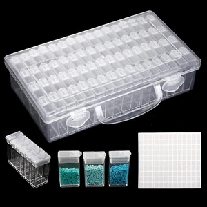 64-Grid Craft Storage Box w/ Adjustable Dividers, Bead & Jewelry Organizer. - Picture 1 of 11