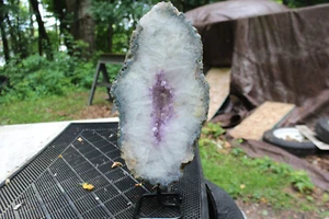 Very Beautiful Very Excellent Quality Amethyst Geode Slice/Ring - Picture 1 of 6