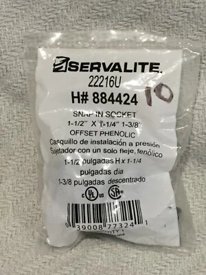 SERVALITE 22216U Snap In Socket 1.5"Hx1.25"Di 1-3/8" Offset Phenolic Black Bag10 - Image 1 of 4
