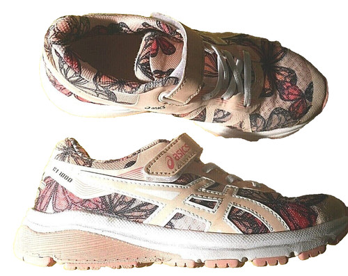 SCARPE DA GINNASTICA ASICS GT 1000 ROSA PETALE FARFALLA STRAPPATURA TAGLIA UK 13 EURO 32 5