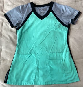 Grey's Anatomy By Barco Active Multicolor Short Sleeve V Neck Scrub Top Size XS - Picture 1 of 6