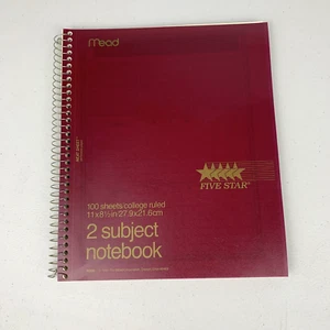 Vintage Five Star Spiral Notebook 2 Subject College Ruled 8.5x11 100 Sheets New - Picture 1 of 8