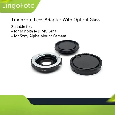 Lens Adapter for Minolta MD MC Lens to Sony Alpha Mount Camera (MD-MA) + Glass - Image 1 of 4