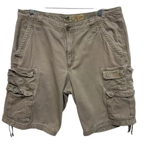 Lee Dungarees Cargo Shorts Men Size 32 X 11 Army Military Cotton Tan Distressed - Picture 1 of 11