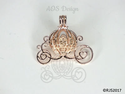 Pingente de transporte de ouro rosa Cinderela colar gaiola de pérolas comporta miçangas joias - Imagem 1 de 4