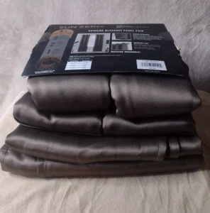 Lot of 2 Pk (4) Sun Zero Extreme Blackout Curtain Panels Brown 40"x84" NWT #55/D - Picture 1 of 6