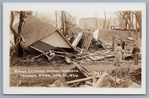 RPPC TORNADO DAÑOS POR DESASTRE TERRAZA PARQUE IOWA IA 1936 #F3 - Imagen 1 de 2