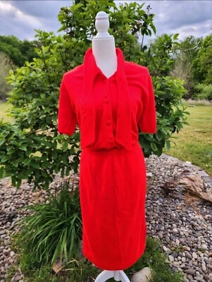 Traje Suéter y Falda Vintage Años 40-50 CORAL NARANJA-estilo Pinup-retro Original Foto 1 de 3