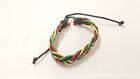 Wholesale Lot Of 12 Braided Rasta Colored Adjustable Leather Bracelets 4:20 