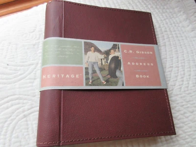 C.R. GIBSON LEATHER ADDRESS BOOK HAND STITCH 440 ENTRIES TABBED INTERIOR MERLOT - Image 1 of 4
