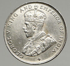 1920 STRAITS SETTLEMENTS UK King George V Genuine SILVER 50 CENTS Coin i94380