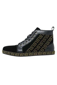Barabas Men's Rhinestone Greek Pattern Design High Top Sneakers SH729 - Picture 1 of 12