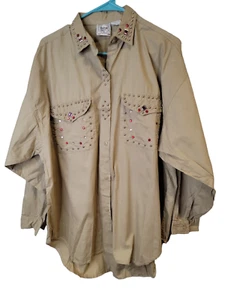 Vintage 80s Andrew Sport Size 18 Womens Top Jeweled Studded Button Up Shirt NWT - Picture 1 of 5