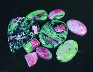 256 CT TOP NATURAL CORUNDUM RUBY IN ZOISITE BULK LOT CABOCHON GEMSTONE AF-771 - Picture 1 of 5