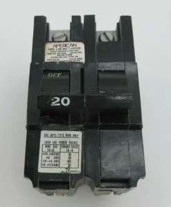 AMERICAN CIRCUIT BREAKER 20 AMP 2-POLE TYPE NA WIDE - Picture 1 of 9