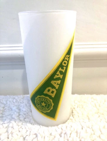 Baylor University Football Vintage 1960’s MCM Frosted Glass Baylor Bears Texas Cover
