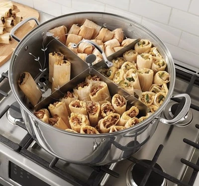 Tamalera clásica Princess House Heritage de acero inoxidable 32 cuartos con divisor Foto 1 de 2