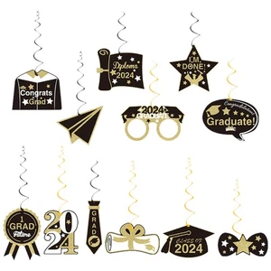 12 Pcs Bride Congrats Grad Hanging Swirls Graduation Decorations - Picture 1 of 12